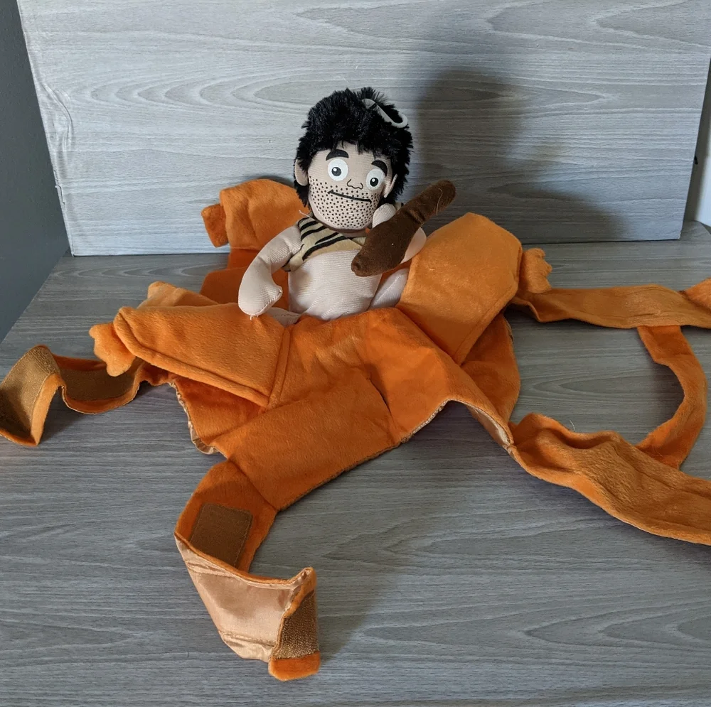 Caveman Riding a Dinosaur Dog Halloween Costume Size Large